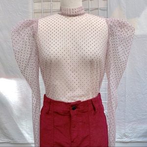 Sheer mutton sleeve blouse